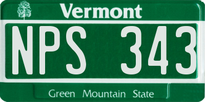 VT license plate NPS343