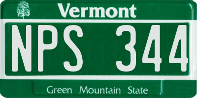 VT license plate NPS344