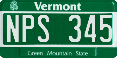 VT license plate NPS345