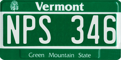 VT license plate NPS346