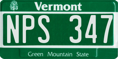 VT license plate NPS347