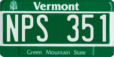 VT license plate NPS351