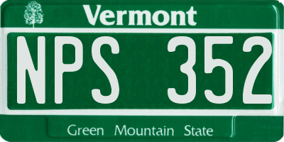 VT license plate NPS352