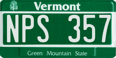 VT license plate NPS357