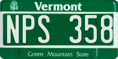 VT license plate NPS358