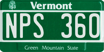 VT license plate NPS360