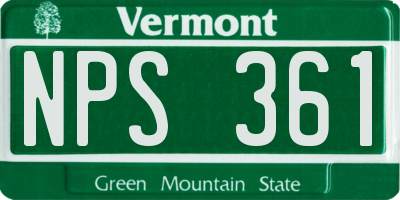 VT license plate NPS361