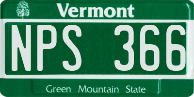VT license plate NPS366