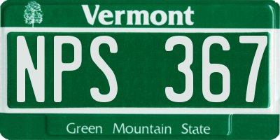 VT license plate NPS367