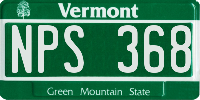VT license plate NPS368