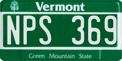 VT license plate NPS369