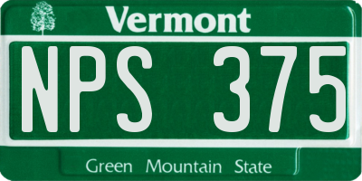 VT license plate NPS375