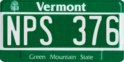 VT license plate NPS376