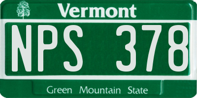 VT license plate NPS378