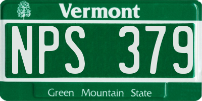 VT license plate NPS379