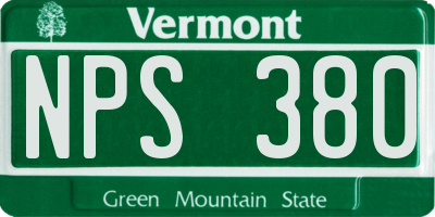 VT license plate NPS380