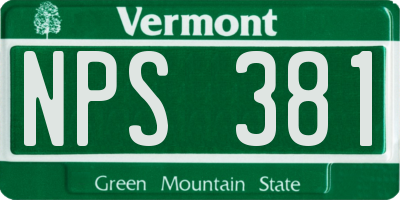 VT license plate NPS381