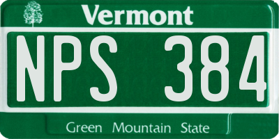 VT license plate NPS384