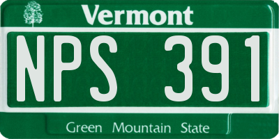 VT license plate NPS391