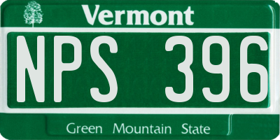 VT license plate NPS396
