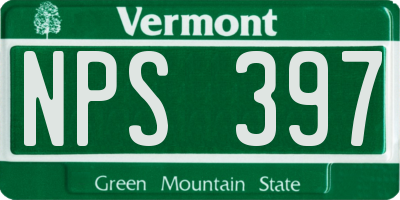 VT license plate NPS397