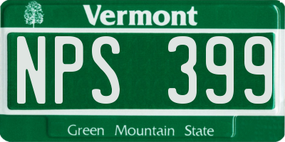 VT license plate NPS399