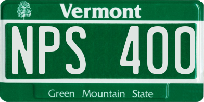 VT license plate NPS400