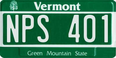 VT license plate NPS401