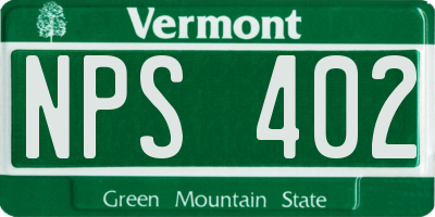 VT license plate NPS402