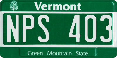 VT license plate NPS403