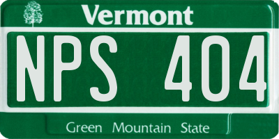 VT license plate NPS404