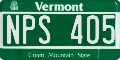 VT license plate NPS405