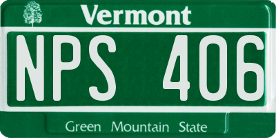 VT license plate NPS406