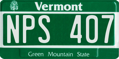 VT license plate NPS407