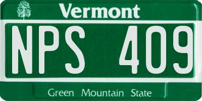 VT license plate NPS409