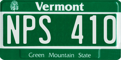 VT license plate NPS410