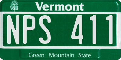 VT license plate NPS411