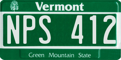 VT license plate NPS412