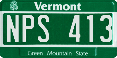 VT license plate NPS413