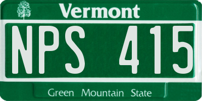 VT license plate NPS415