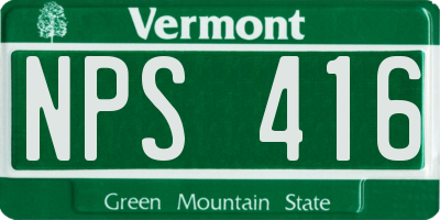 VT license plate NPS416