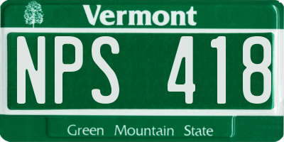 VT license plate NPS418