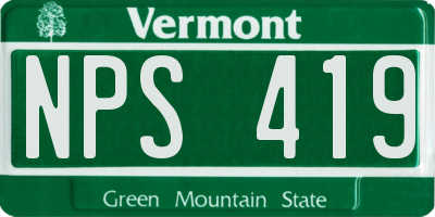 VT license plate NPS419