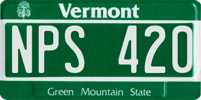 VT license plate NPS420