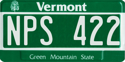 VT license plate NPS422