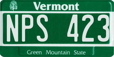 VT license plate NPS423