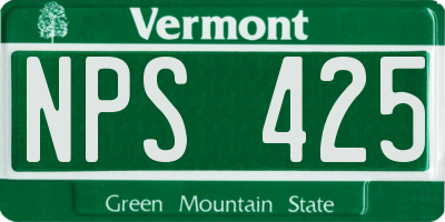 VT license plate NPS425