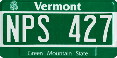 VT license plate NPS427