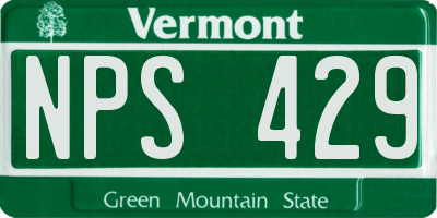 VT license plate NPS429