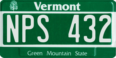 VT license plate NPS432
